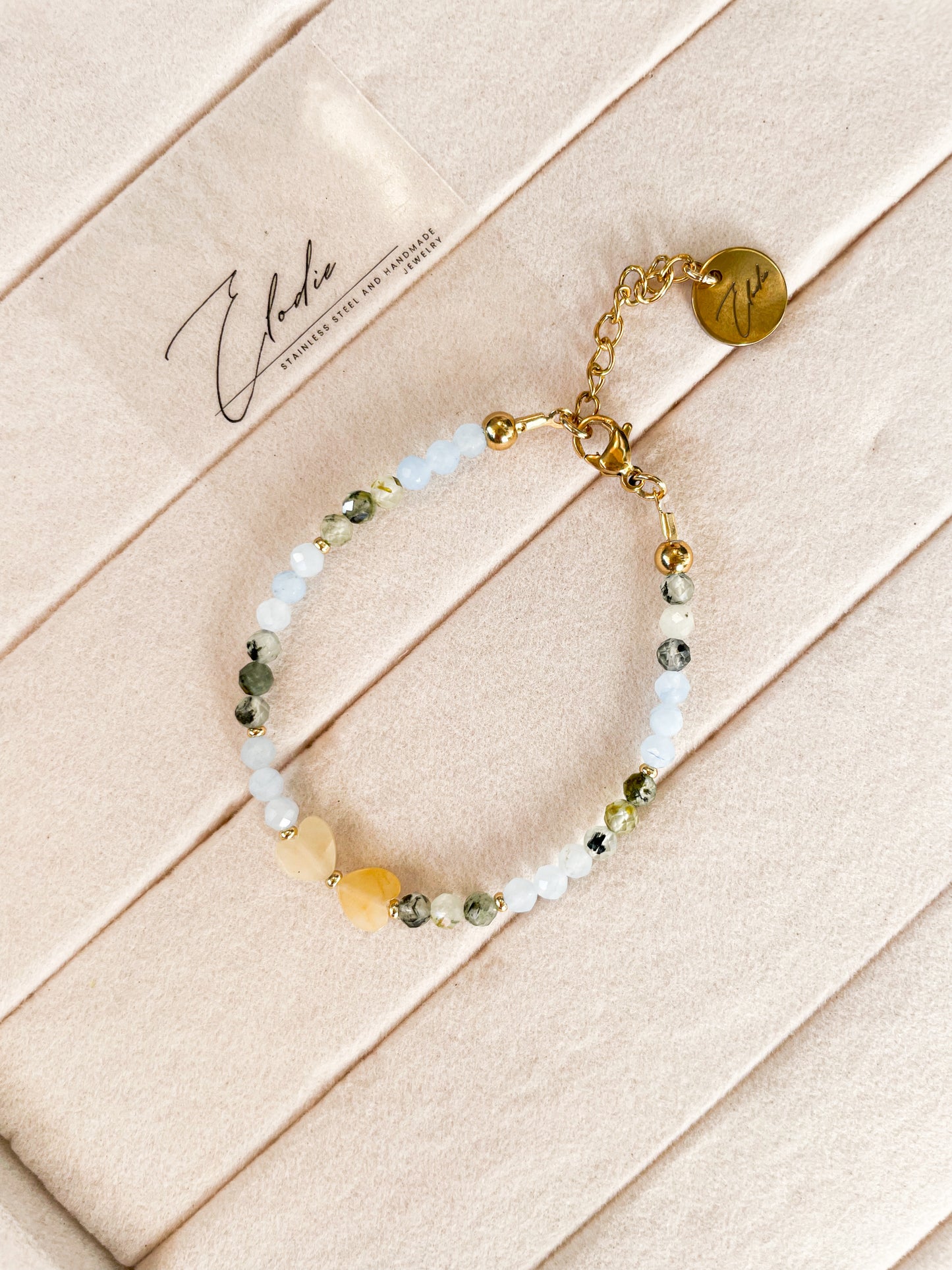 Гривна “Citrine agate aigue-marine “ с цитрин,аквамарин и зелен мъхов ахат