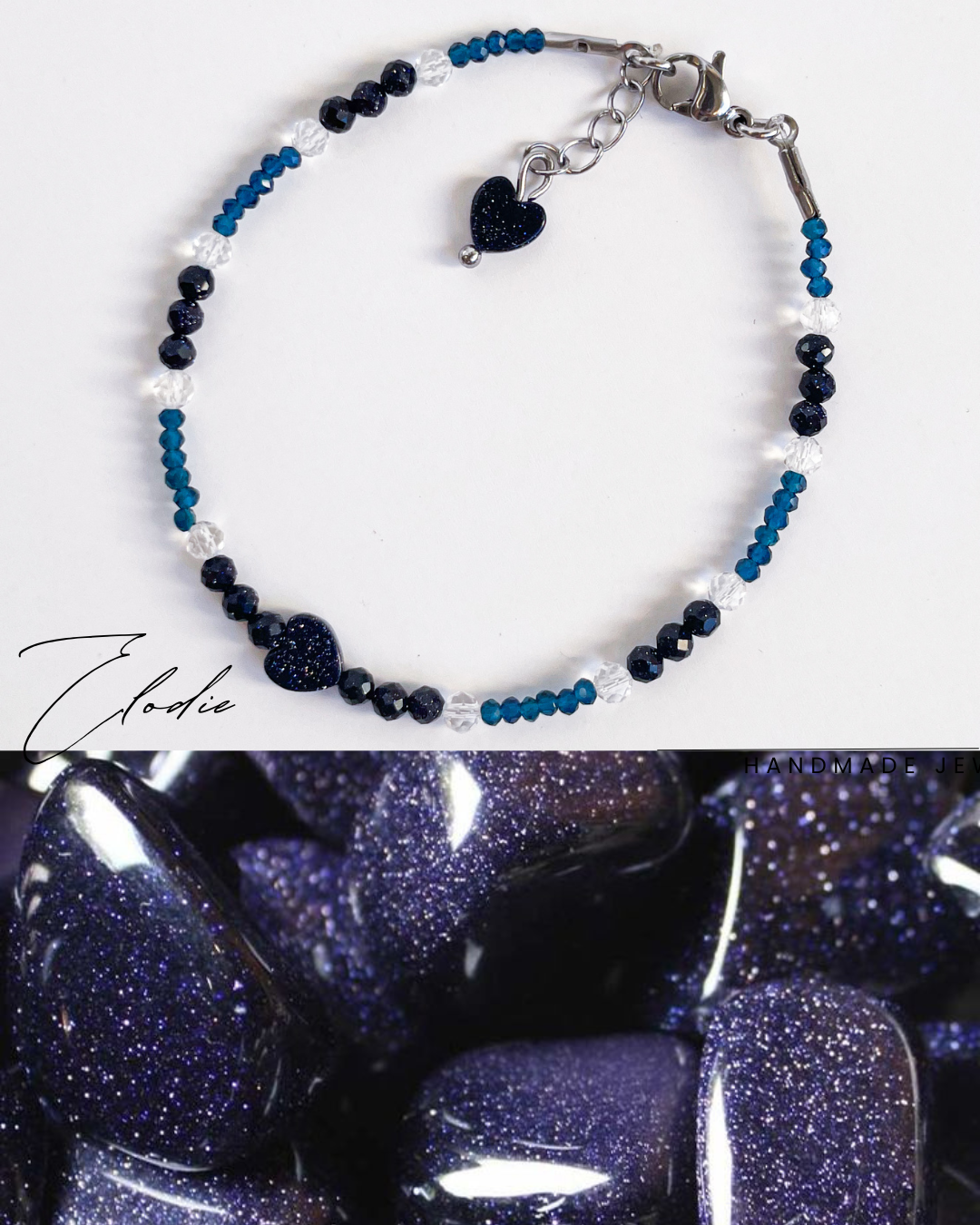 Гривна ''Аventurier bleu'' със сърце от син авантюрин