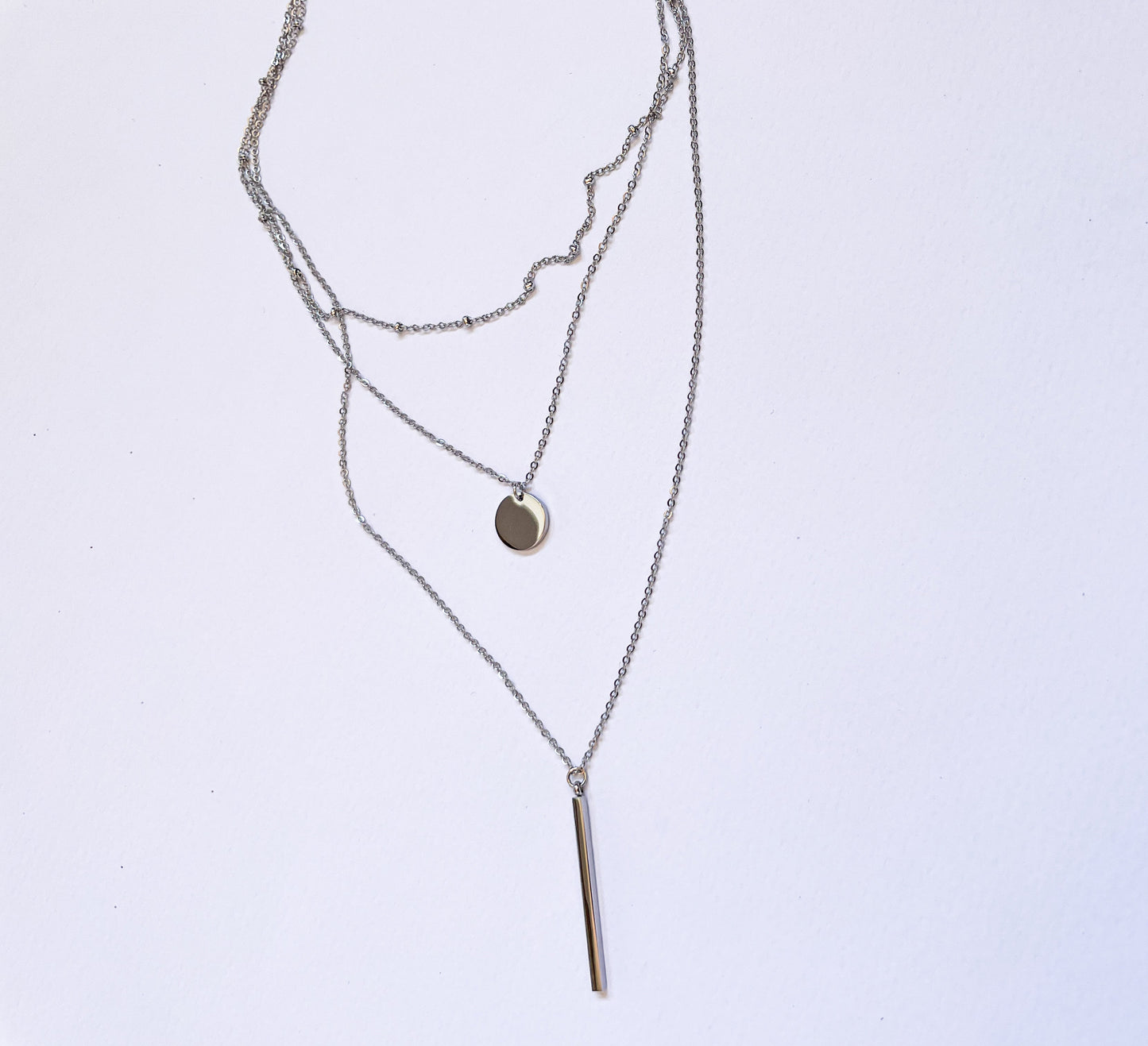 Дамско колие на три реда от медицинска стомана 316L