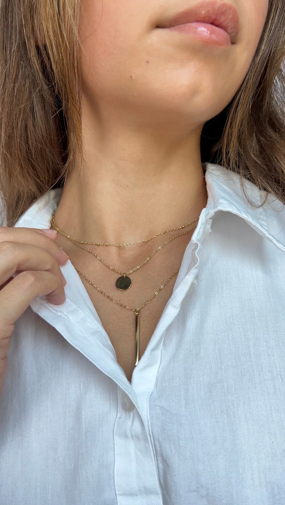 Дамско колие на три реда от медицинска стомана 316L