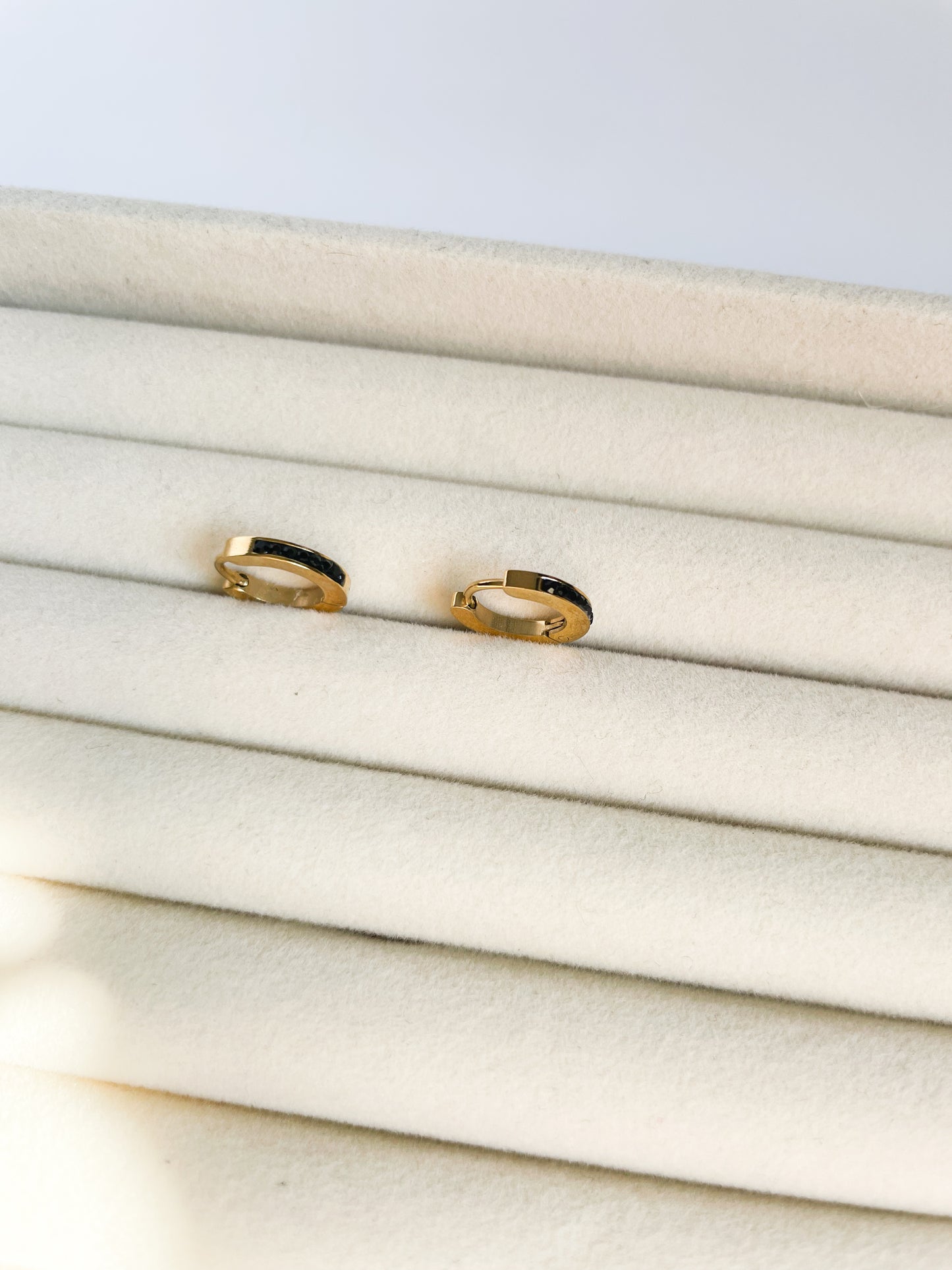 Обеци халки с малки камъчета от медицинска стомана 316L