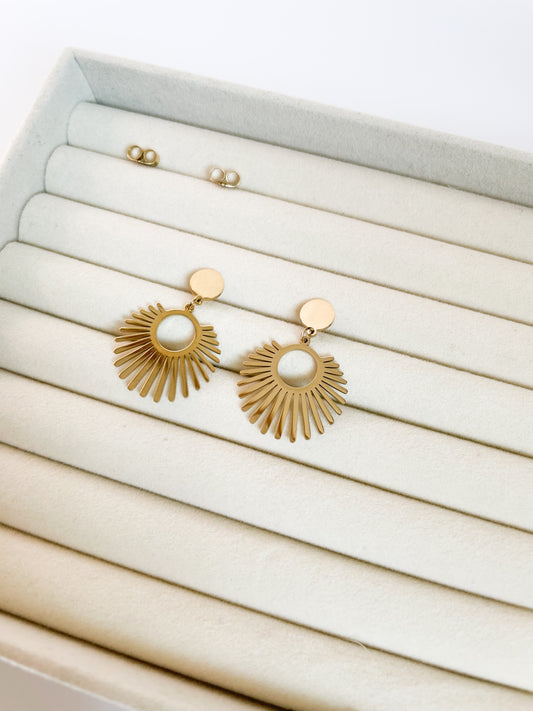 Висящи обеци във формата на слънца от медицинска стомана 316L