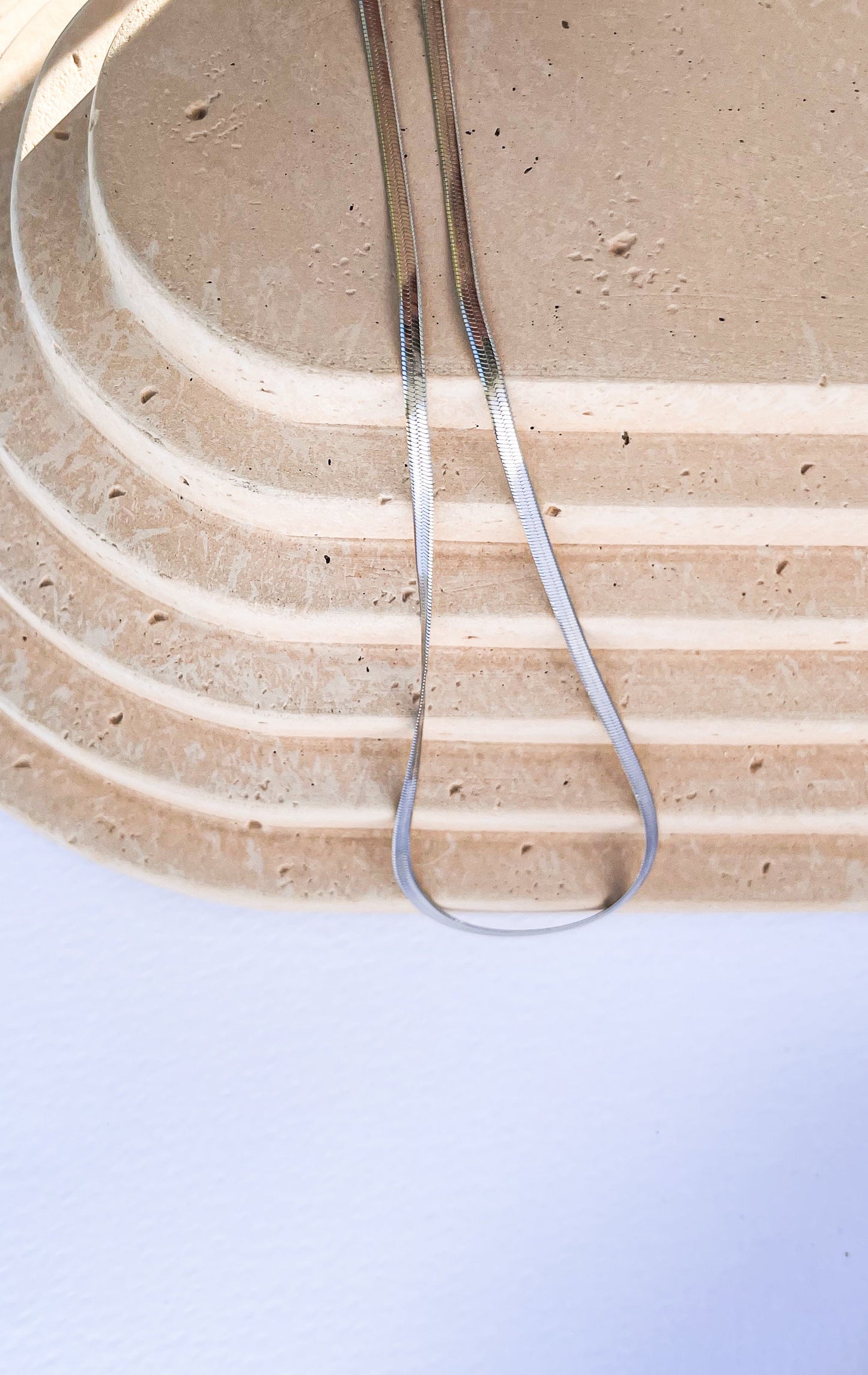 Тънък плосък синджир змийска плетка от медицинска стомана 316L- 50см