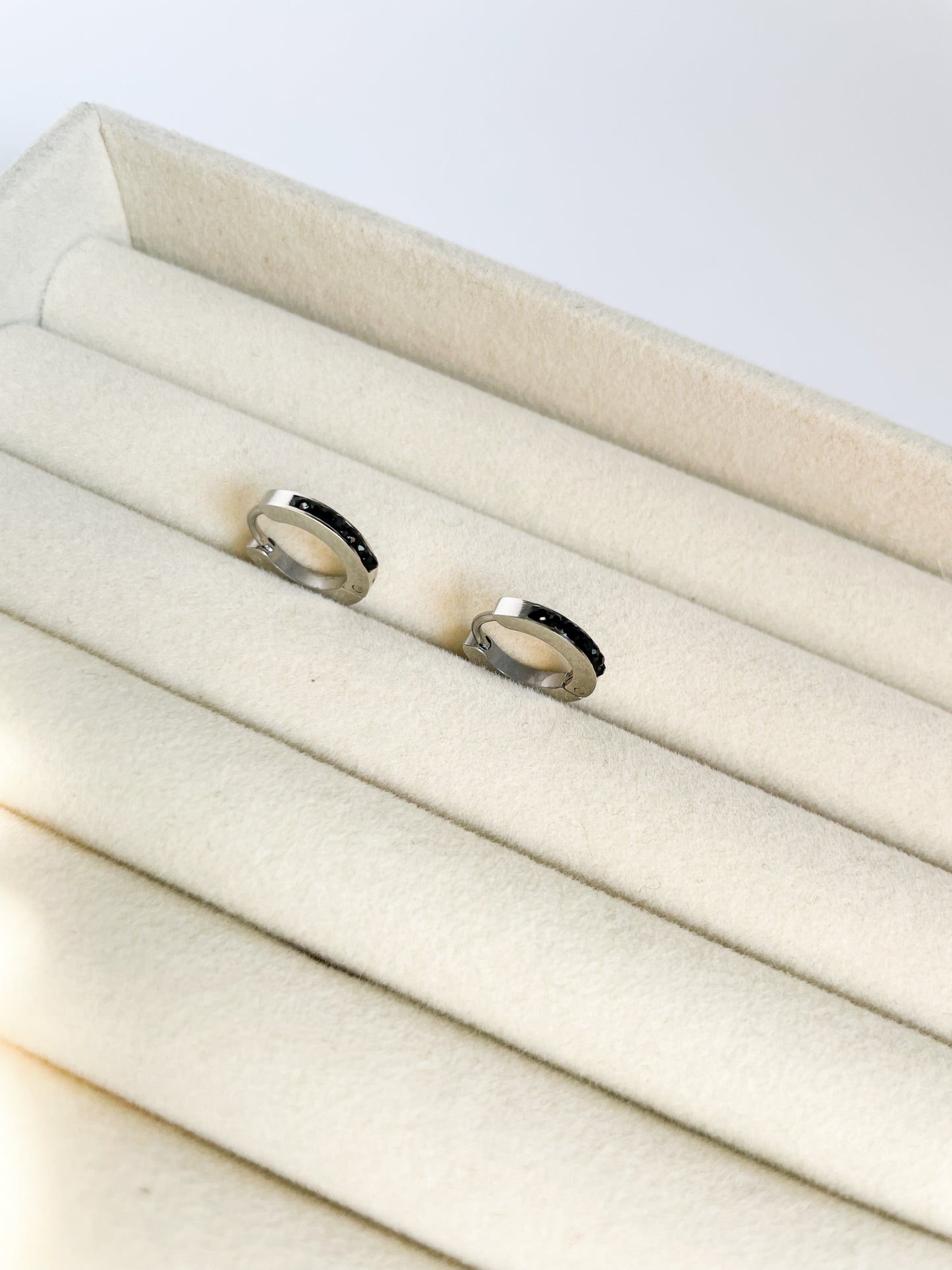 Обеци халки с малки камъчета от медицинска стомана 316L