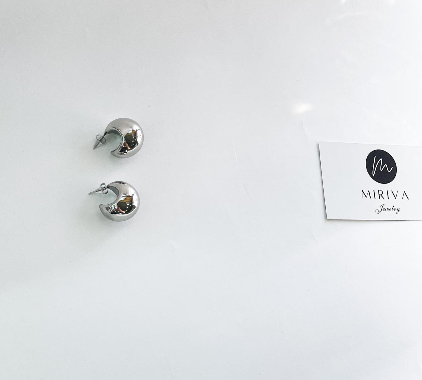 Обемни обеци луни тип халка олекотени от медицинска стомана 316L