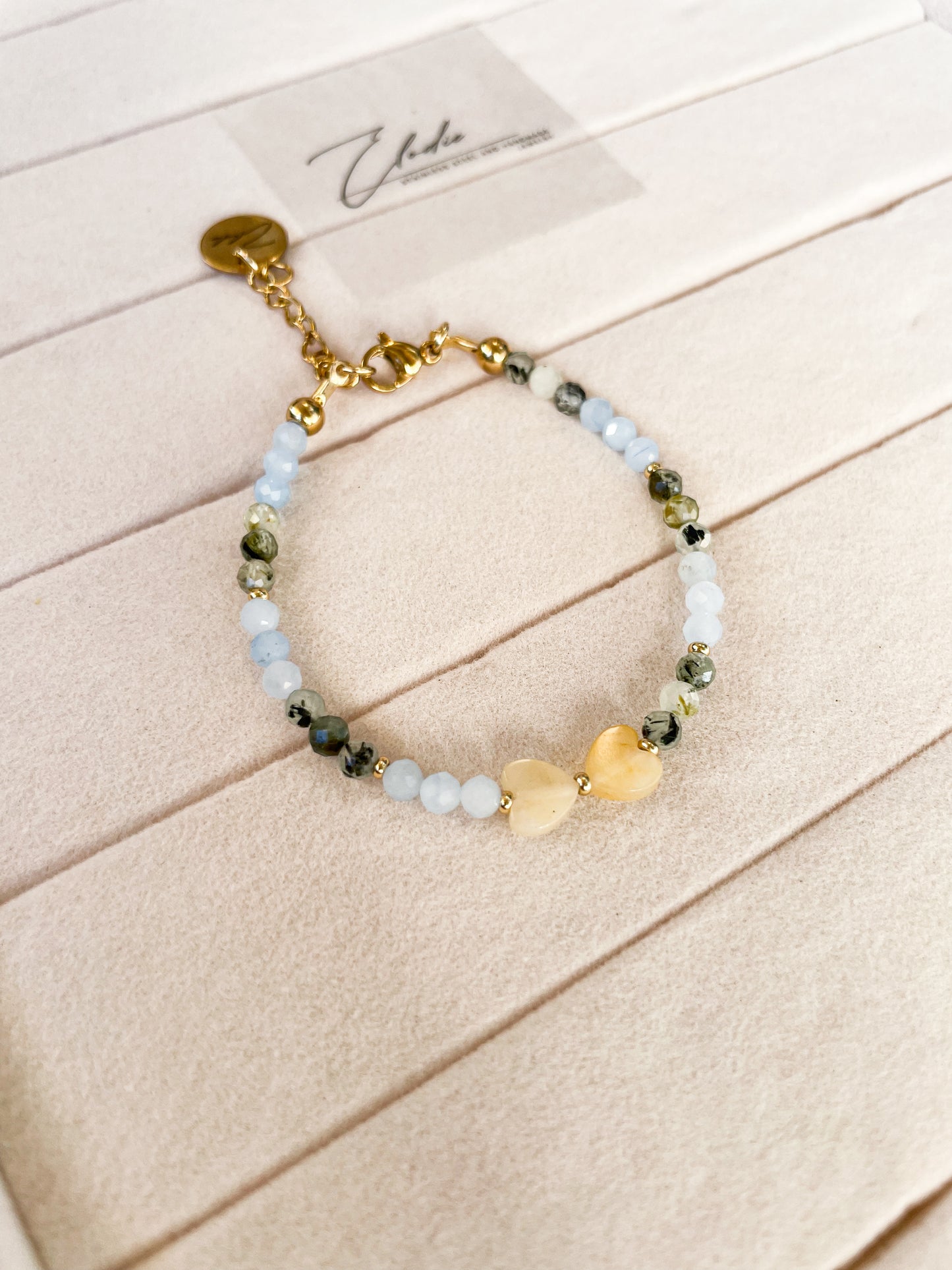 Гривна “Citrine agate aigue-marine “ с цитрин,аквамарин и зелен мъхов ахат