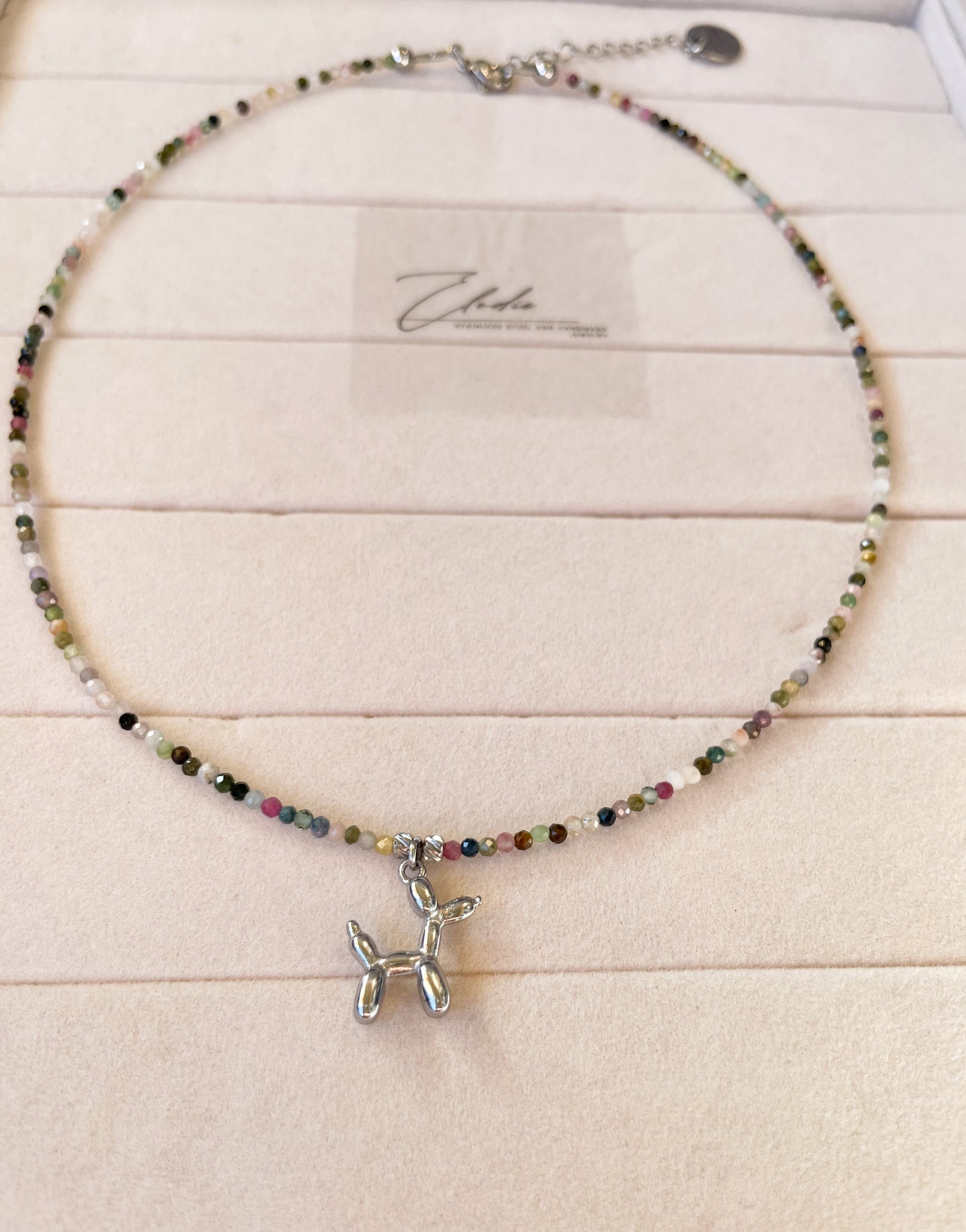 Колие “Ballon tourmaline” с висулка балонено куче и турмалин