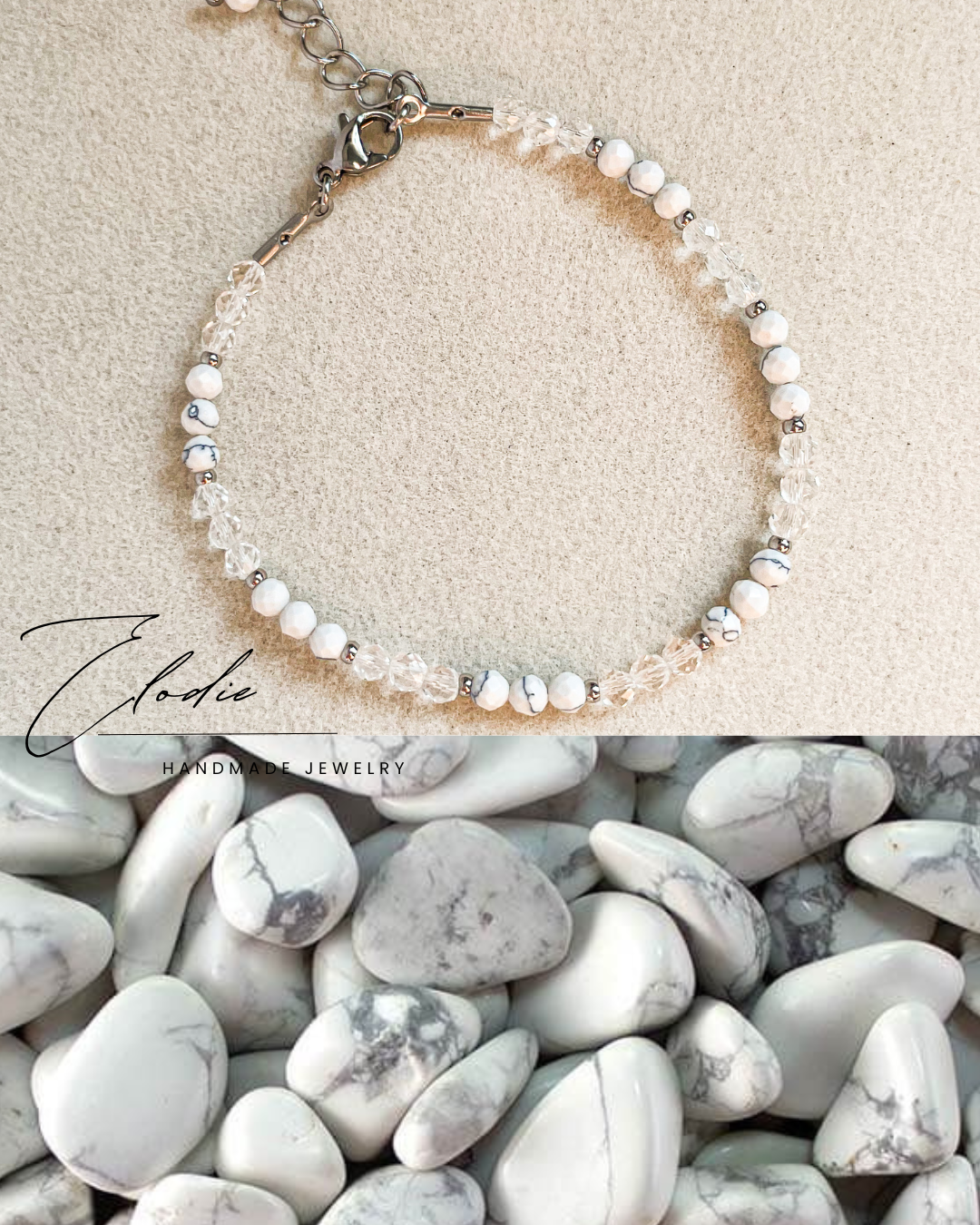 Гривна ''Howlite blanche'' с бял хаулит
