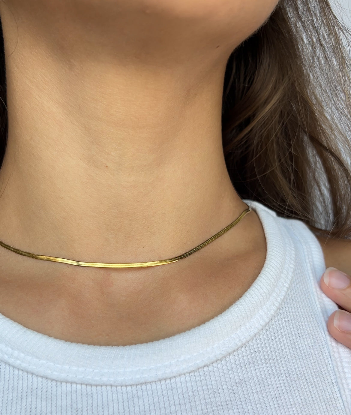 Тънък плосък синджир змийска плетка от медицинска стомана 316L- 50см