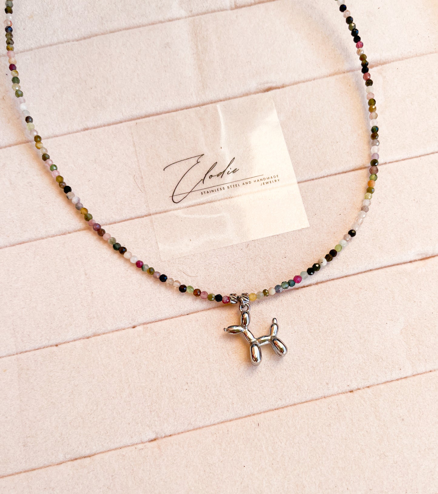 Колие “Ballon tourmaline” с висулка балонено куче и турмалин