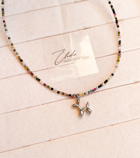 Колие “Ballon tourmaline” с висулка балонено куче и турмалин