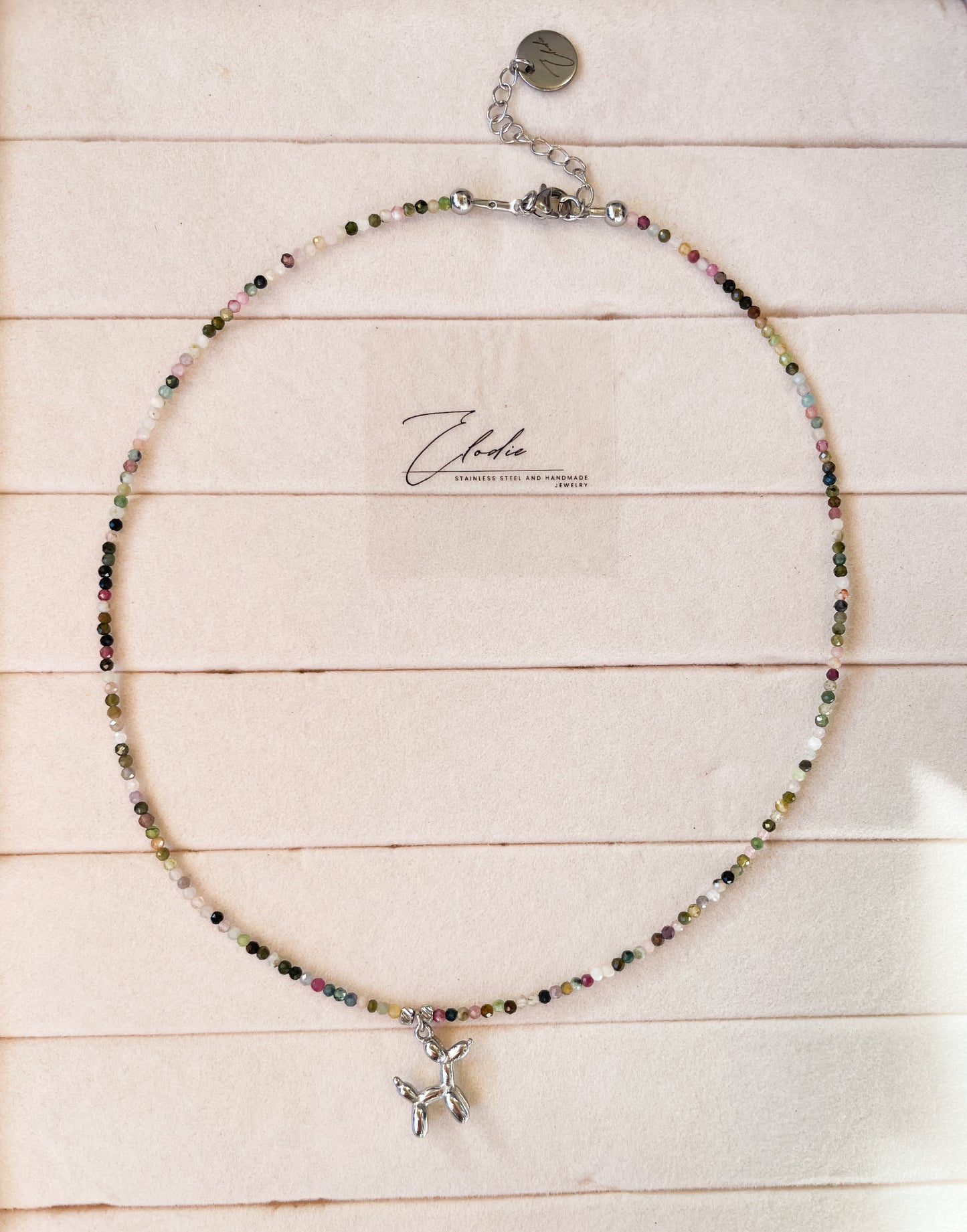 Колие “Ballon tourmaline” с висулка балонено куче и турмалин