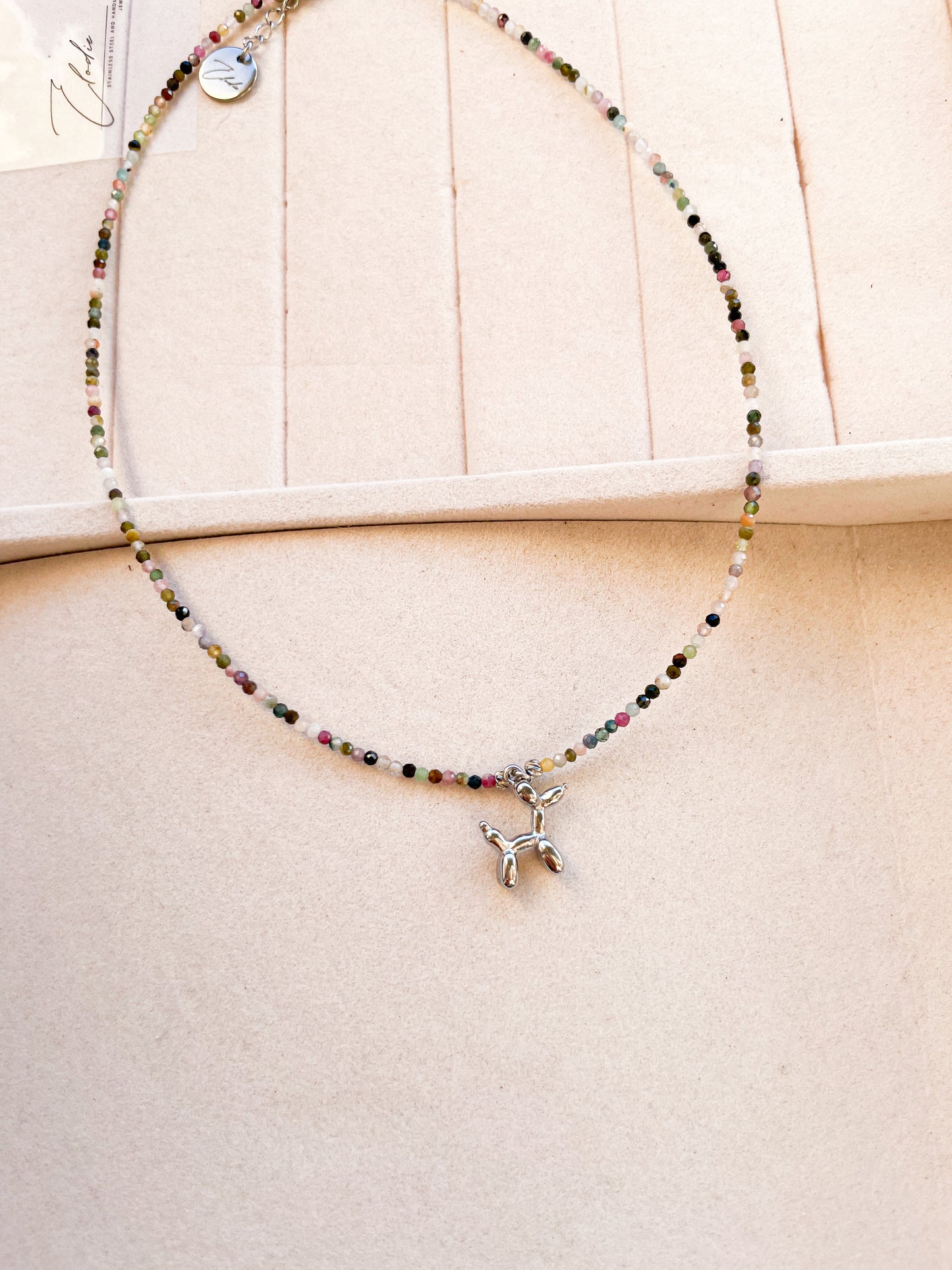 Колие “Ballon tourmaline” с висулка балонено куче и турмалин