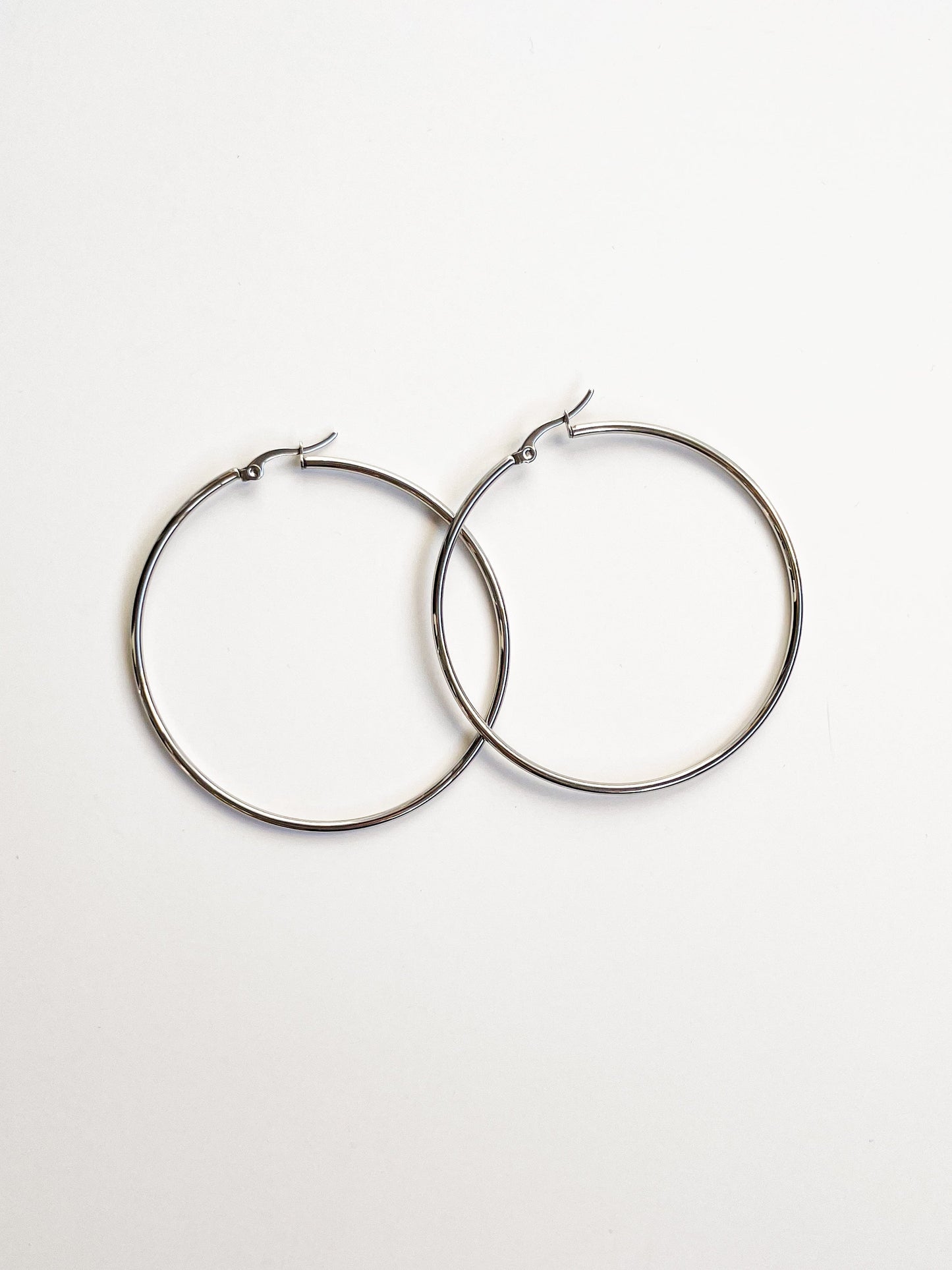 Тънки обеци халки медицинска стомана 316L-6см диаметър