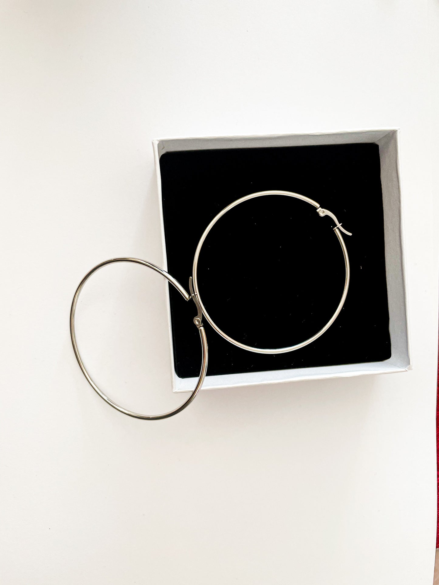 Тънки обеци халки медицинска стомана 316L-6см диаметър