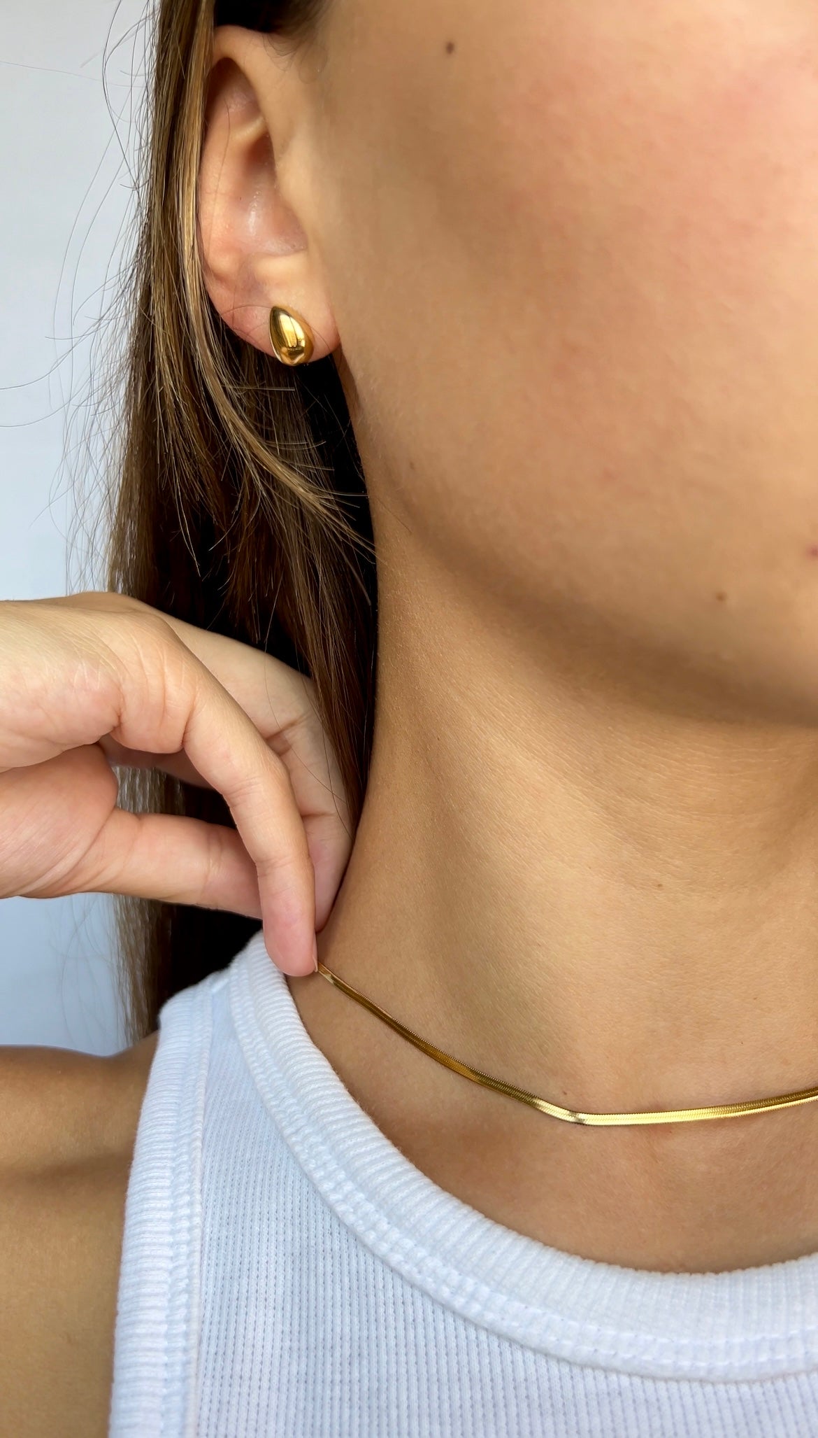 Тънък плосък синджир змийска плетка от медицинска стомана 316L- 50см