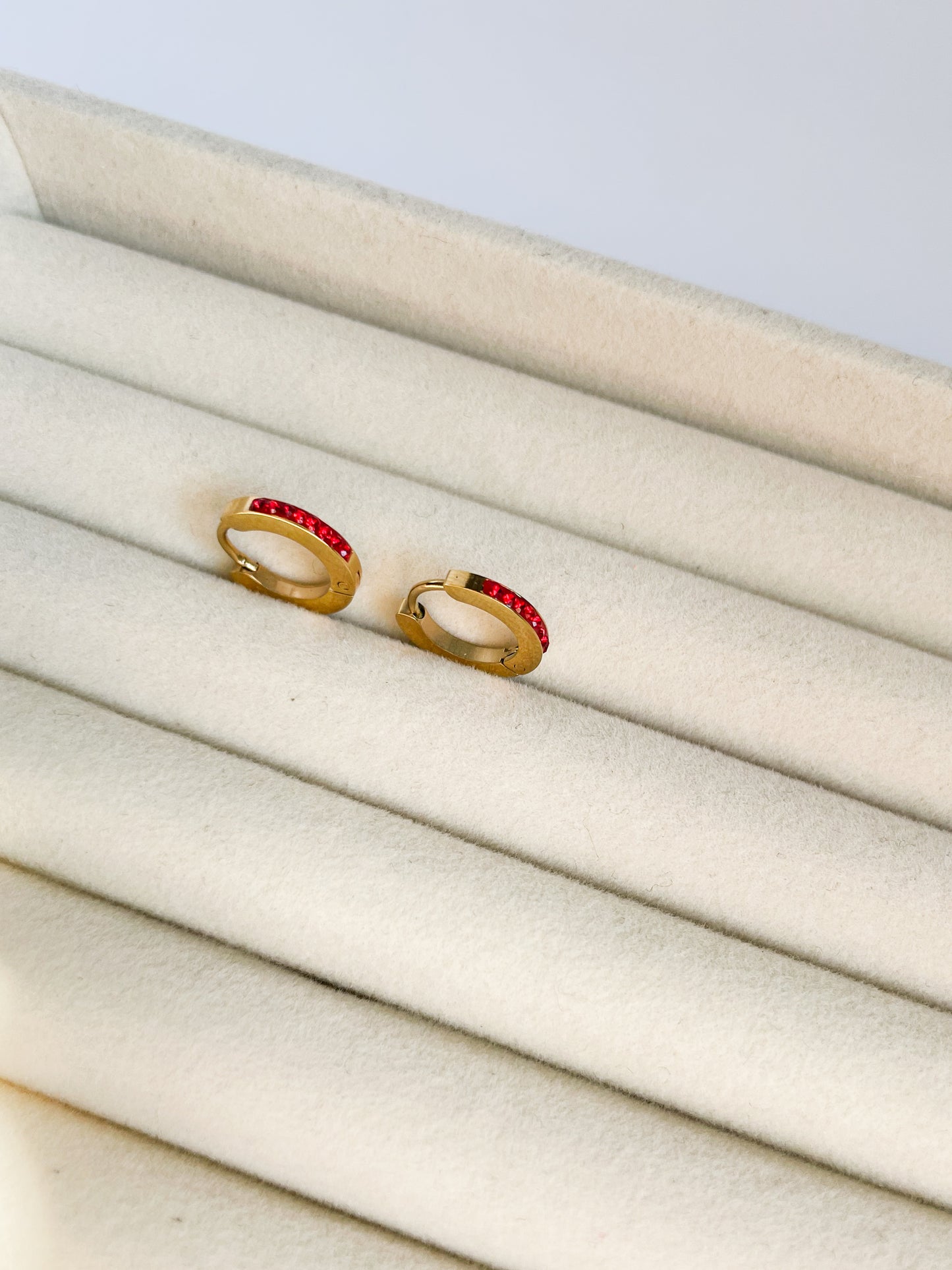 Обеци халки с малки камъчета от медицинска стомана 316L